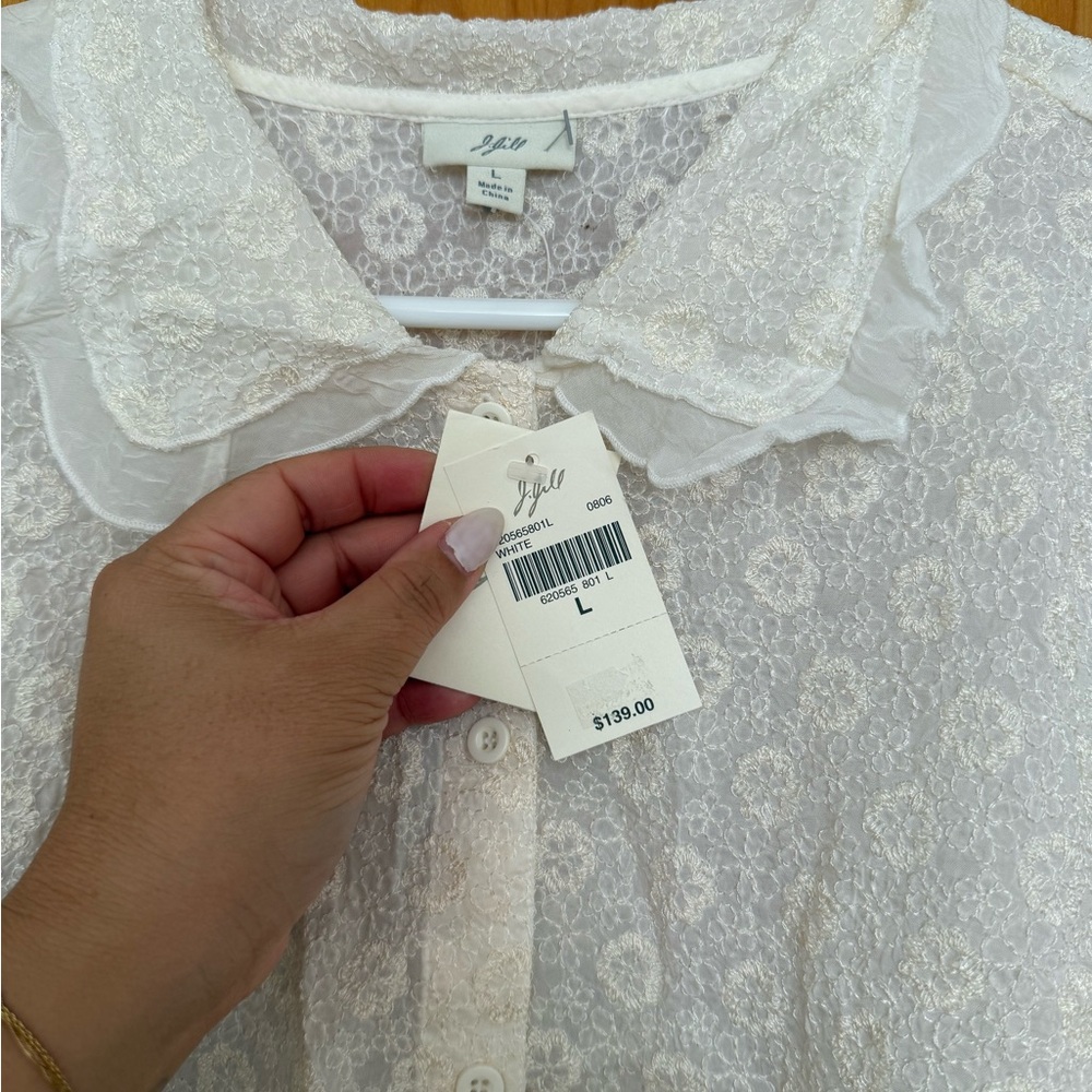J. Jill Sheer White Lace Blouse - Picture 3 of 3